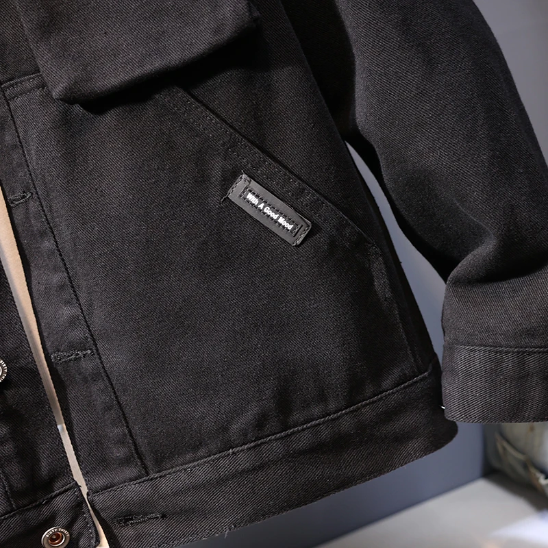 Blouson en Jean Vintage Américain Décontracté avec Revers Multi-Poches, Vêtement de Travail Tendance de Style Japonais, Nouvelle Collection Automne 2024