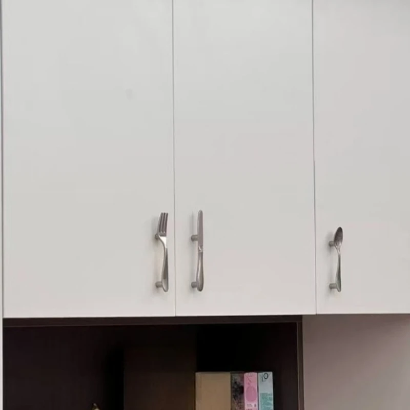 Modern Minimalist and Creative Cabinet Door Handle Silver Knife/Fork/Spoon Black Cabinet Door Drawer Zinc Alloy Handle Hardware