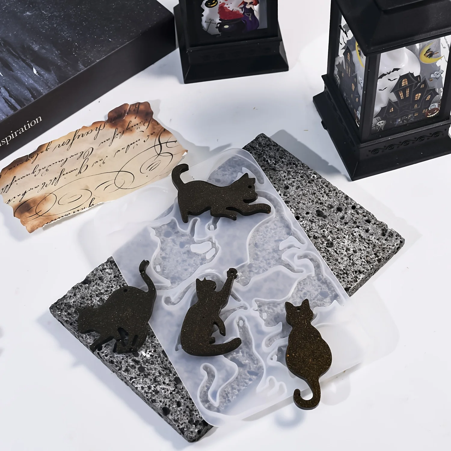 Harzgussformen, eine Art 8-fach verbundener Katzenanhänger aus Kristall-Epoxidharz für Ohrringe, Halsketten und Broschen-Accessoires – Detail 3