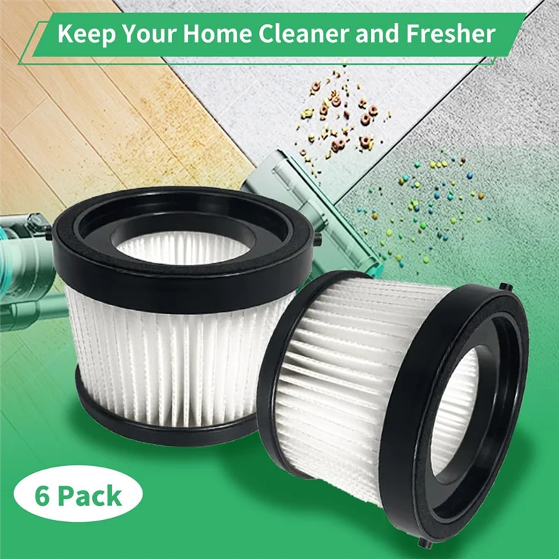 ABUS-6 Pack DCV501HB DCV5011H مرشحات مكنسة كهربائية للمكنسة الكهربائية المحمولة 20 فولت - بديل للجزء #   DCV5011H