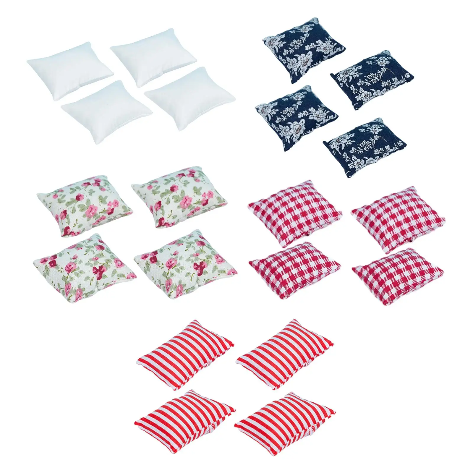 Almohada para casa de muñecas en miniatura, 4 Uds., para sofá, cama, accesorios para casa de muñecas