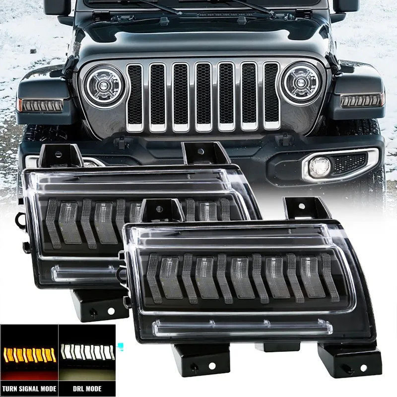 2Pcs LED Fender Lights Dynamic Turn Signals Lamps for Jeep Wrangler JL 2018-2019 Gladiator JT 2020 (Non-Sports Version)