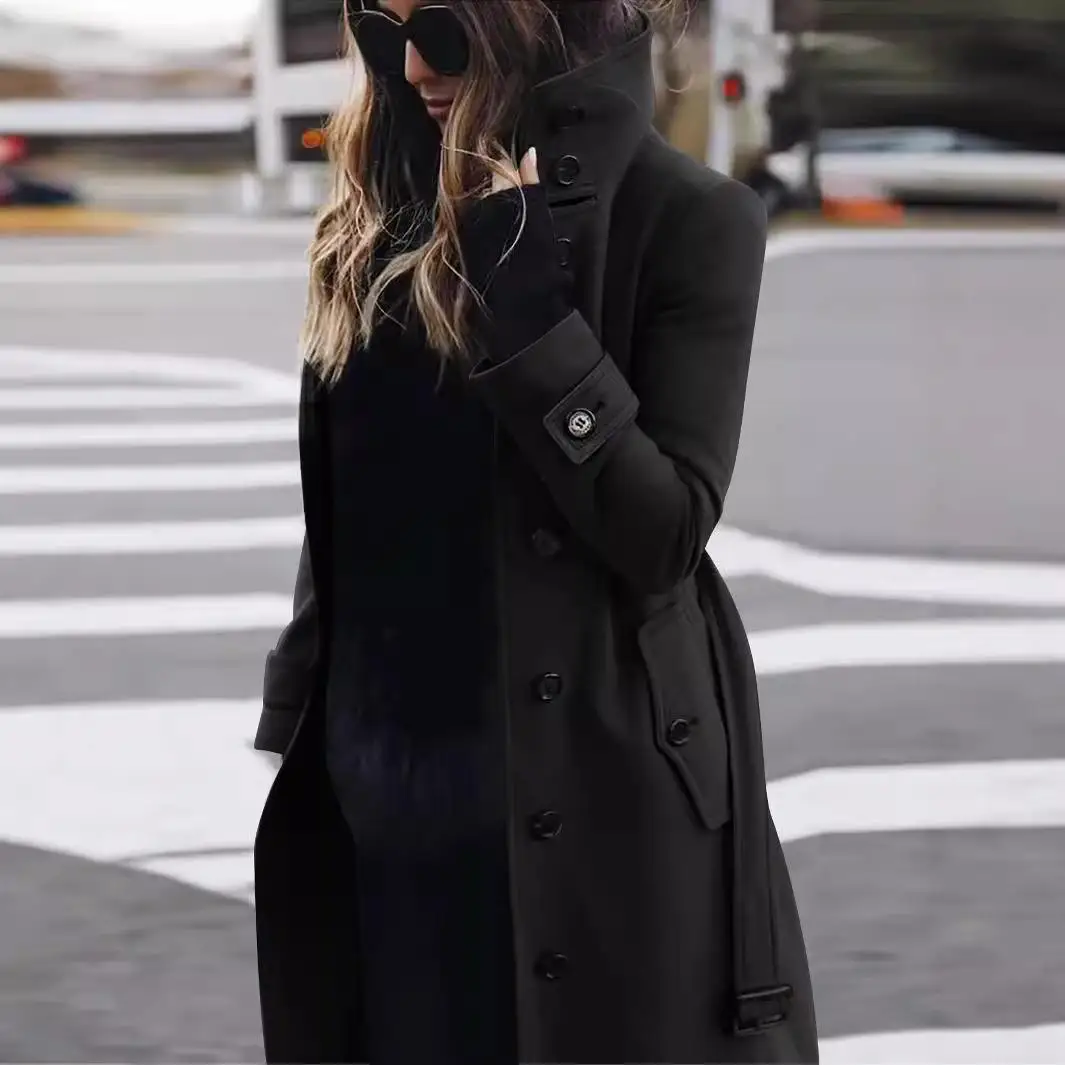 

Large Size Women's Woolen Coat Casual Style Single Row Multi Pattern Medium Thickness Long Sleeve Mid-Length Suitable for Mid...