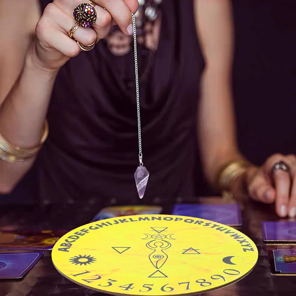 Mystic Divination Spirit Board Round Disk Alphabet Number Sun Moon Witchcraft Tool Occult Symbol Fortune Telling Decoration