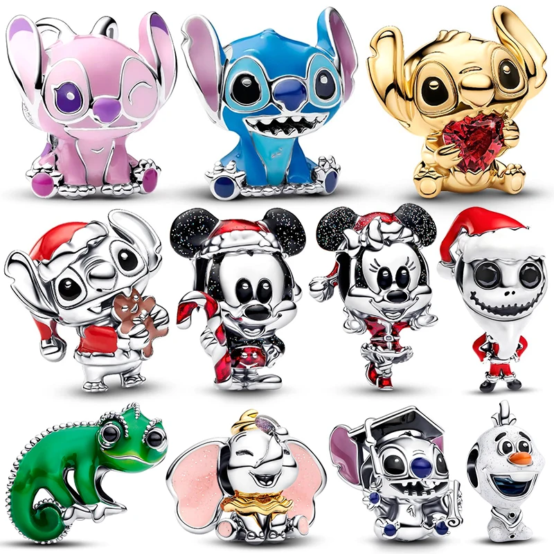 

Розово-голубой браслет-шарм Disney с подвеской Stitch, подходит для браслетов и ожерелий 3 мм, для женщин, роскошный подарок для самостоятельного изготовления украшений