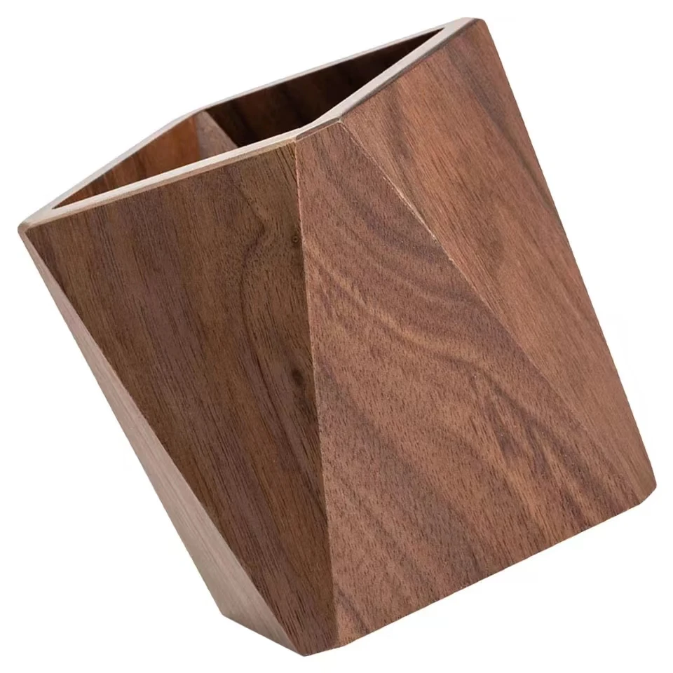 Pen Holder Wooden Container Desk Solid Tabletop Stationery Finishing Storage Office