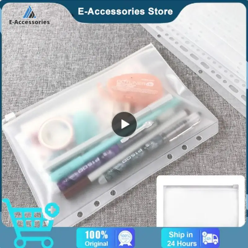 Convenient Clear PVC A5 A6 A7 Binder Pockets Clear Zipper Folders For 6-Ring Notebook Binder Files Reports Binder