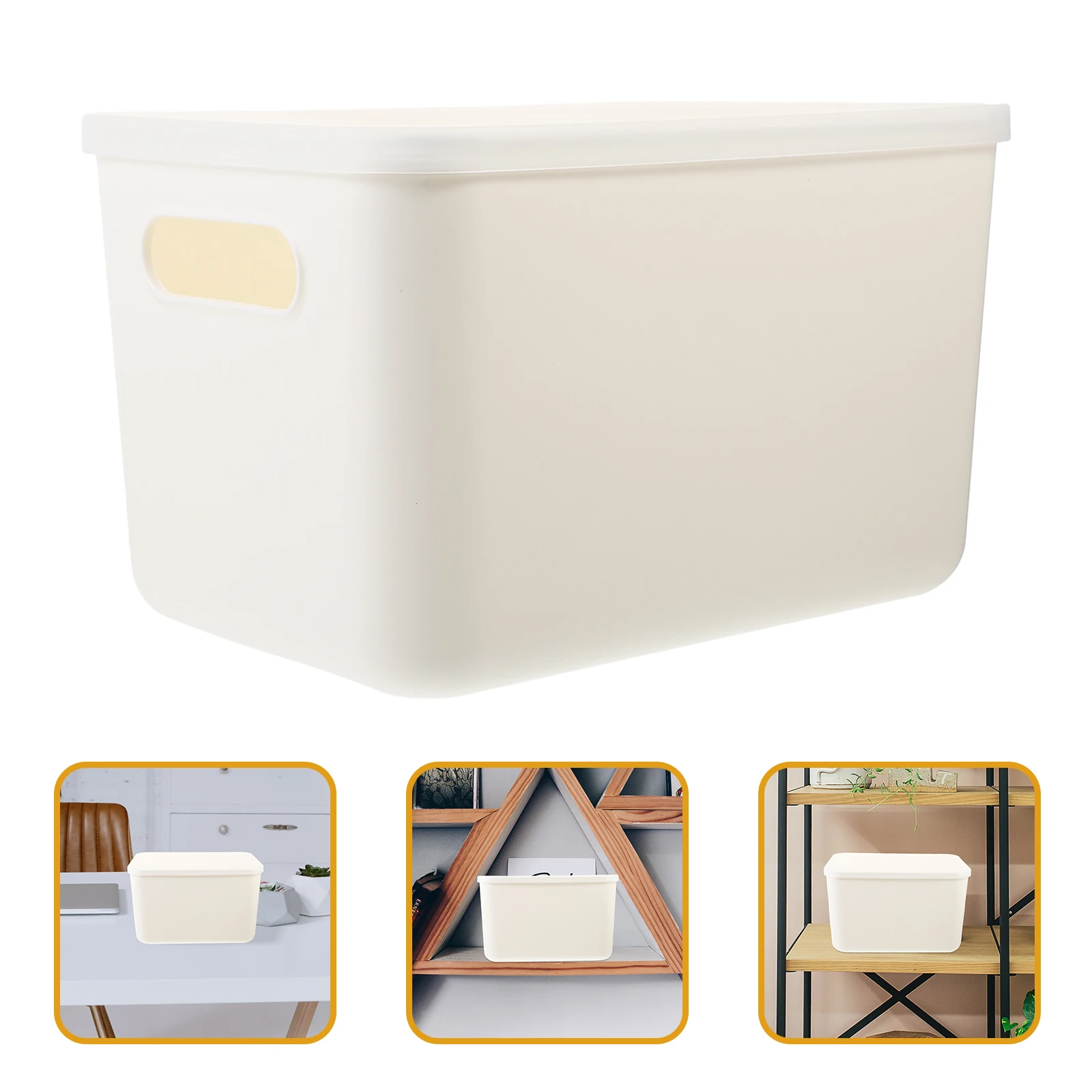 

1pc Large Capacity Decorative Storage Box With Lid Multi-Functional Office Bedroom Desk Organizer Stationery Container Sundries