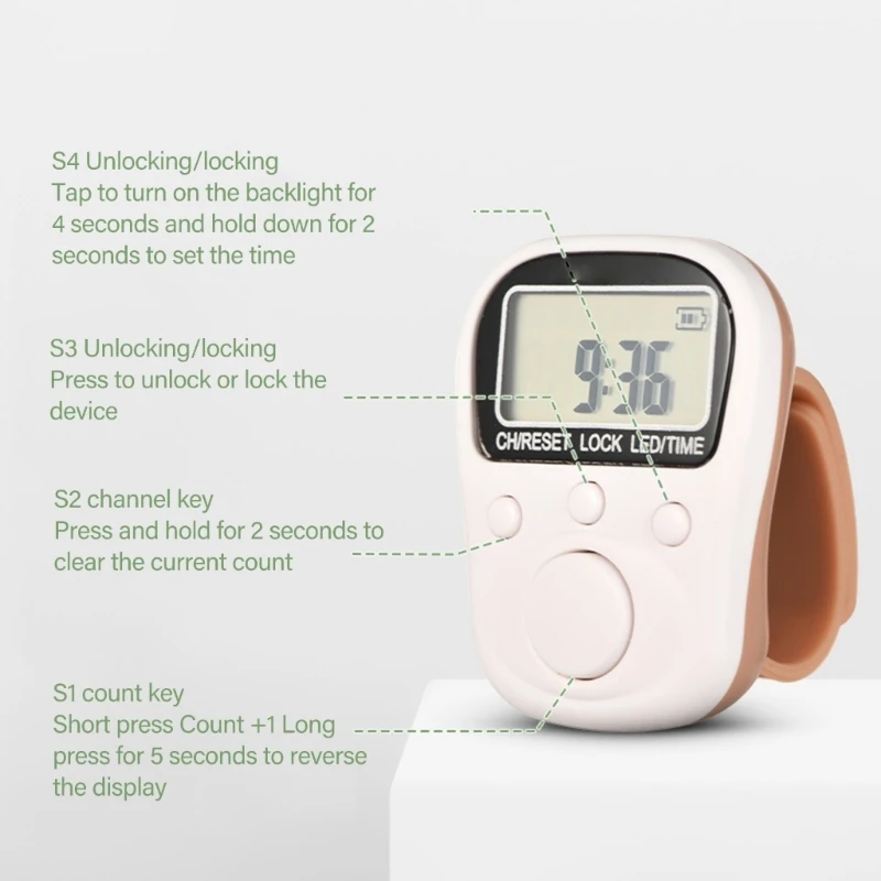 Электронный счетчик пальцев, перезаряжаемый 6-значный ЖК электронный цифровой дисплей, счетчик пальцев