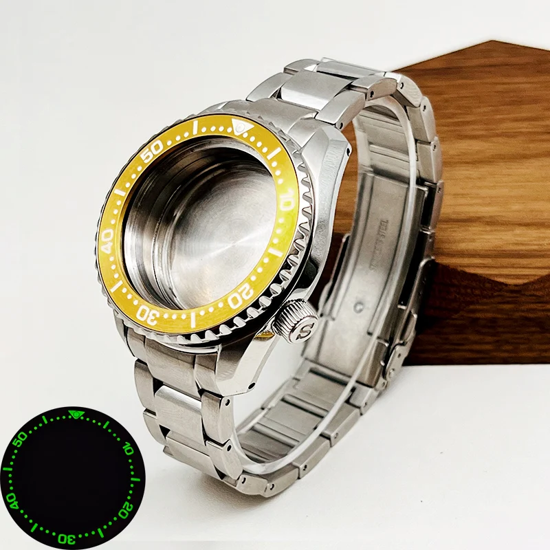 緑の発光時計ケースとストラップキット,nh34,nh35,nh36,4r,7s26,mod,42mm,spb185,20mm