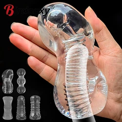 Hand Held Transparent Masturbator Realistic Vagina Blowjobs Deep Throat Stimulator For Men Dick Glans Trainer Massager Sex Toys