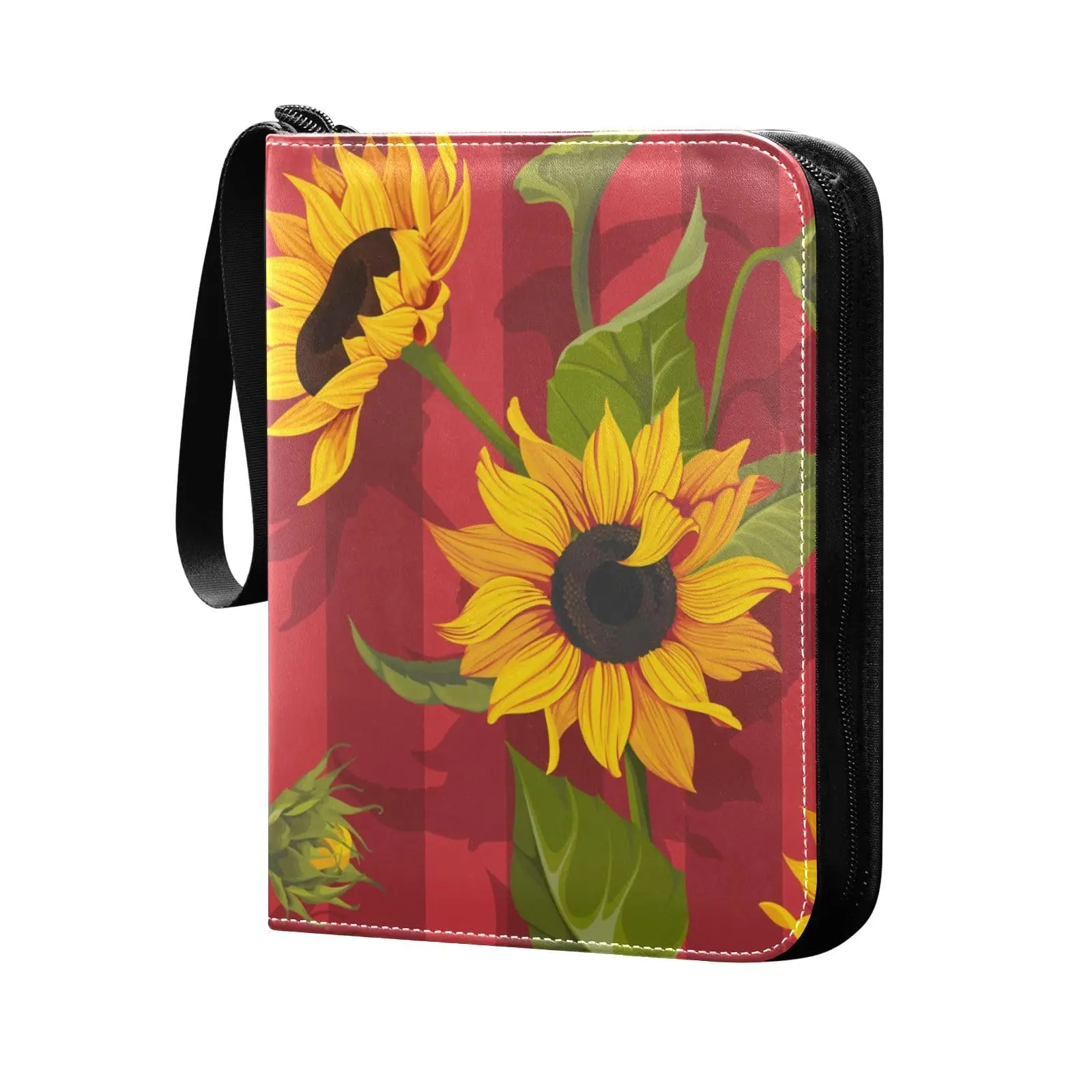 

Sunflower Red Card Binder 4 Pocket Card Binder 400 Double Sided Pocket Album for Sport Game Cards Unique Card Collection Storage