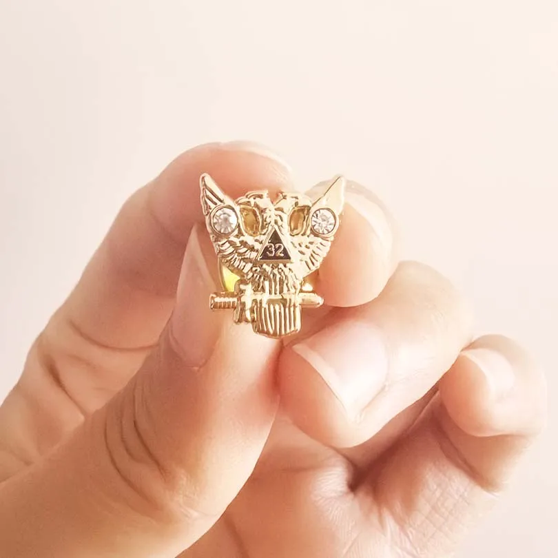 50pcs 32nd 14th Owl Lapel Pin Rose Cross Freemasonry Scottish Rite Swan Badge Masonic Metal Craft Eagle Brooch Button with Rays