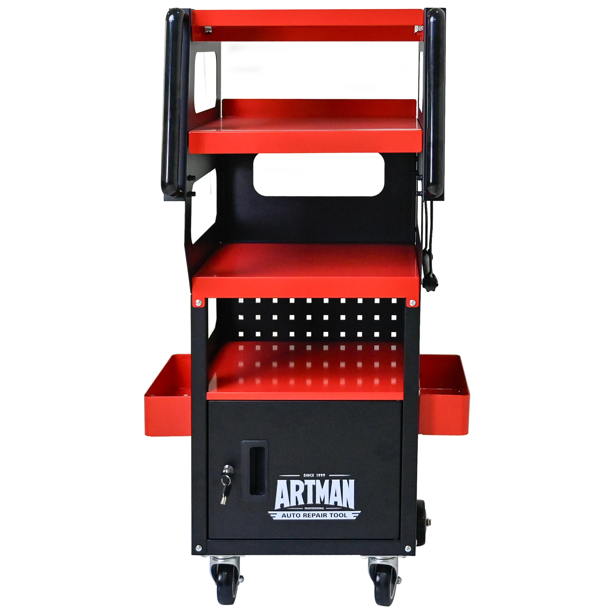4 LEVEL MULTI PURPOSE TROLLEY FOR DIAGNOSTICS-BLACK+RED