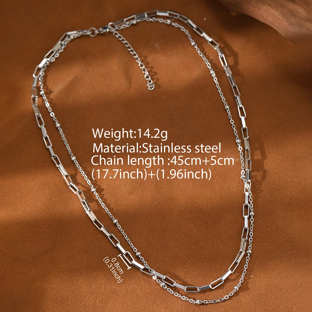 Stainless Steel Necklaces Minimalist Bilayer Clavicle Chain  Fashion Necklace For Women Jewelry Summer Seaside Beach Accessory
