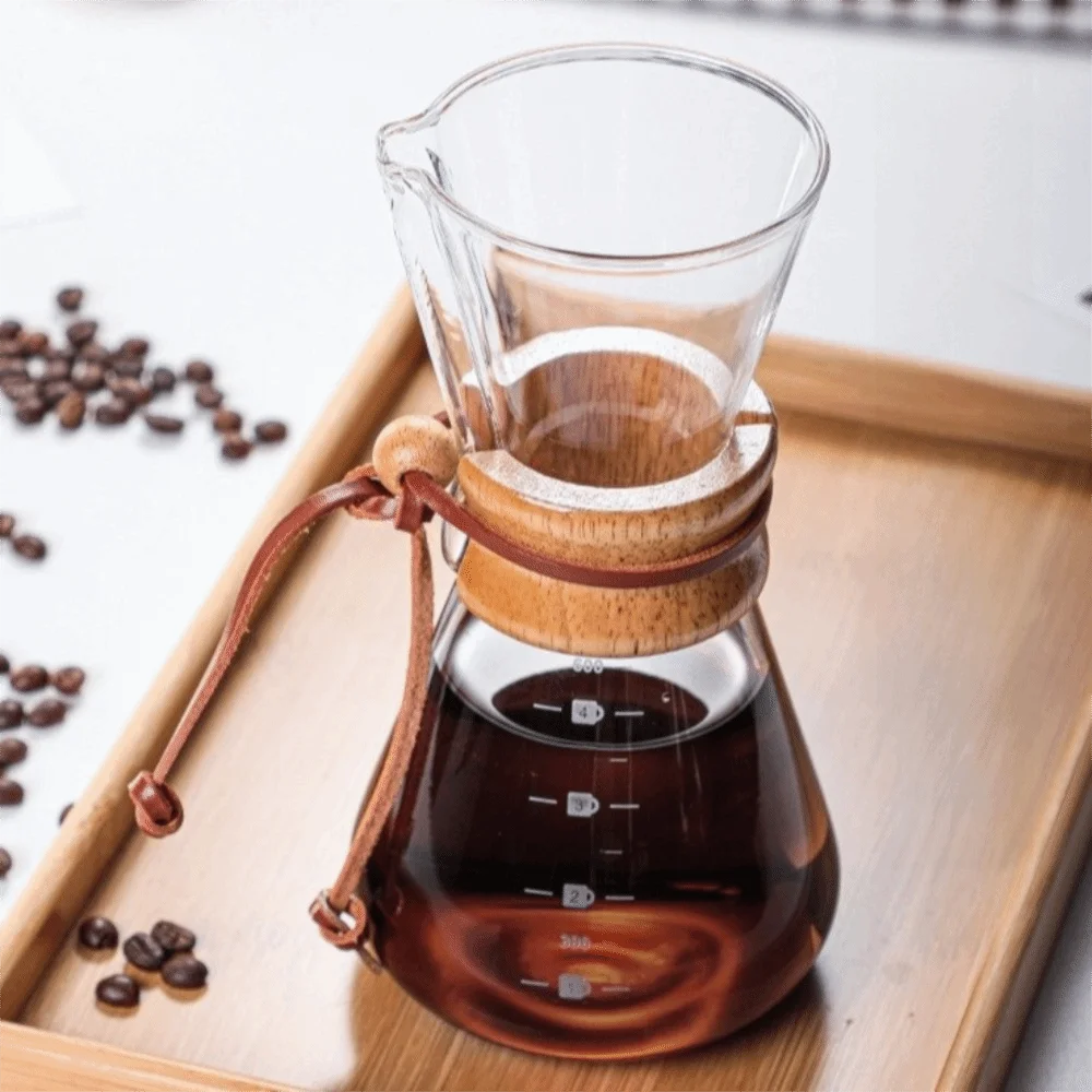 

Кофейник с фильтром, кофейник из нержавеющей стали с флитерной деревянной ручкой, чайник, устойчивый к высоким температурам стеклянный чайник, кухонный