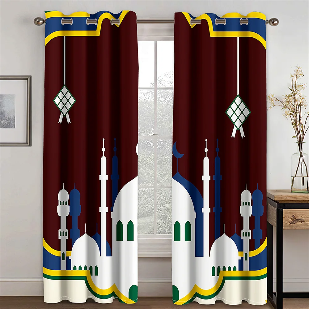 

Eid Ramadan Festival Traditional Design Shade Curtains 2 Panels Free Shipping Luxury Living Room Bedroom Home Decor Curtains