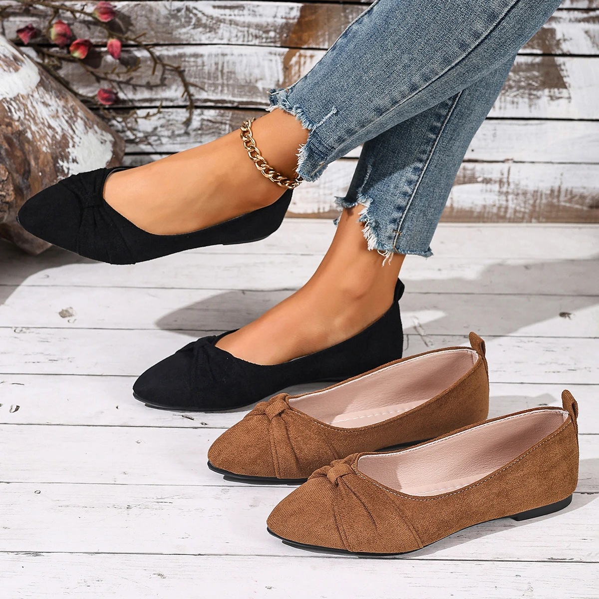 Neuer Stil, spitzer Zehenbereich, flacher Mund, atmungsaktiv, Schleifendekoration, modische und elegante, lässige, flache Schuhe für Damen, Zapatos Mujer – Detail 17