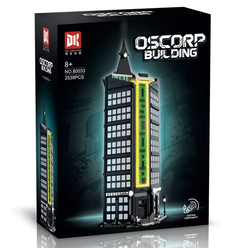 1538PCS 모던 시티 오스코프 타워 MOC 스트리트뷰 홀리데이 퍼즐 건축 창의적 조립 크리스마스 생일 장난감 선물 어린이용