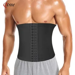 Qtree Men Waist Trainer Trimmer Belt Slimming Body Shaper Workout Shapewear for Weight Loss Hooks Fitness Fat Burner Sauna Sweat