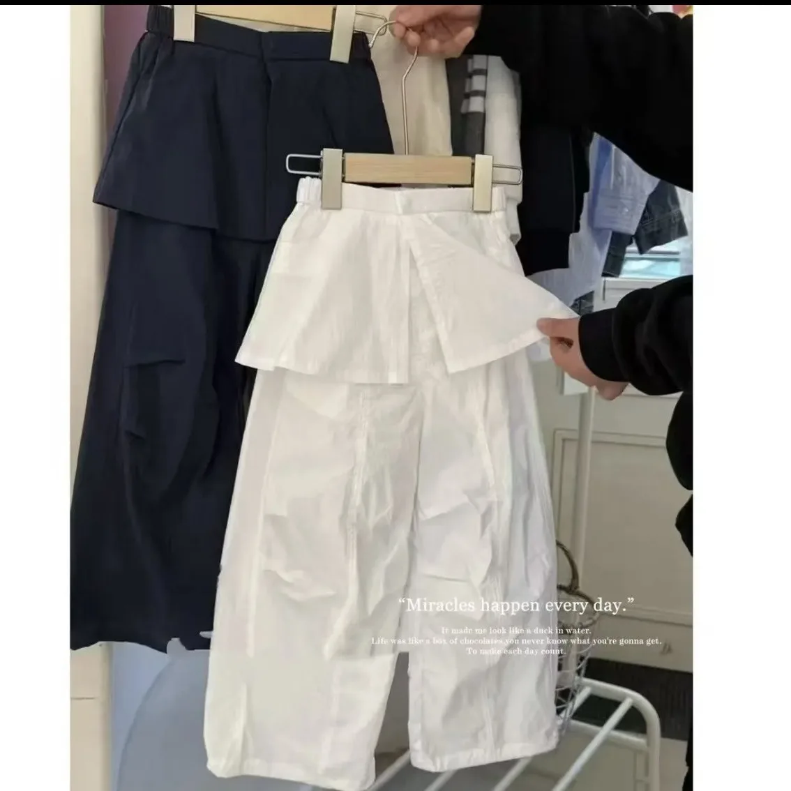 Korean Children's Clothing Summer New Girls' Tooling Culottes Foreign Fashion Versatile Splicing Fart Curtain Casual Pants