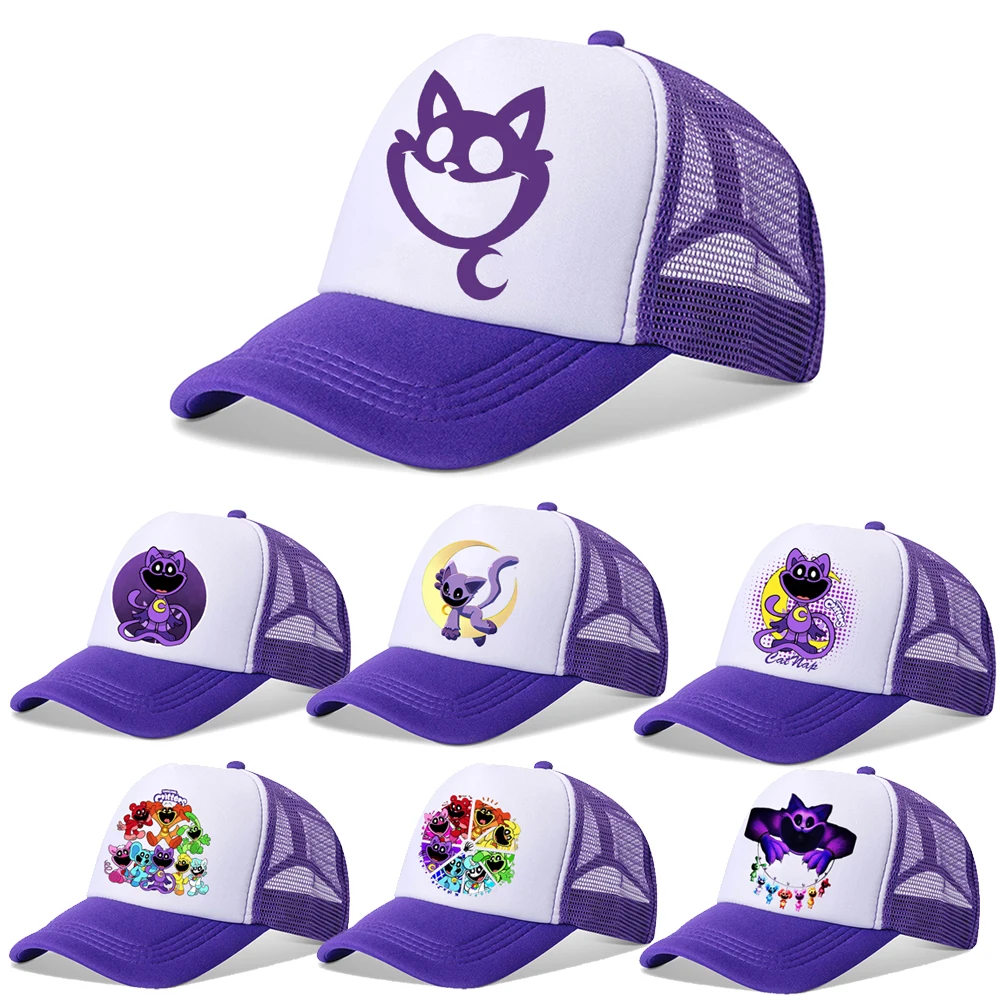 Smiling Critters Baseball Hats Game Figure Catnap Mesh Hat for Kids Adult Casquette Purple Hip Hop Caps Apparel Accessories Gift