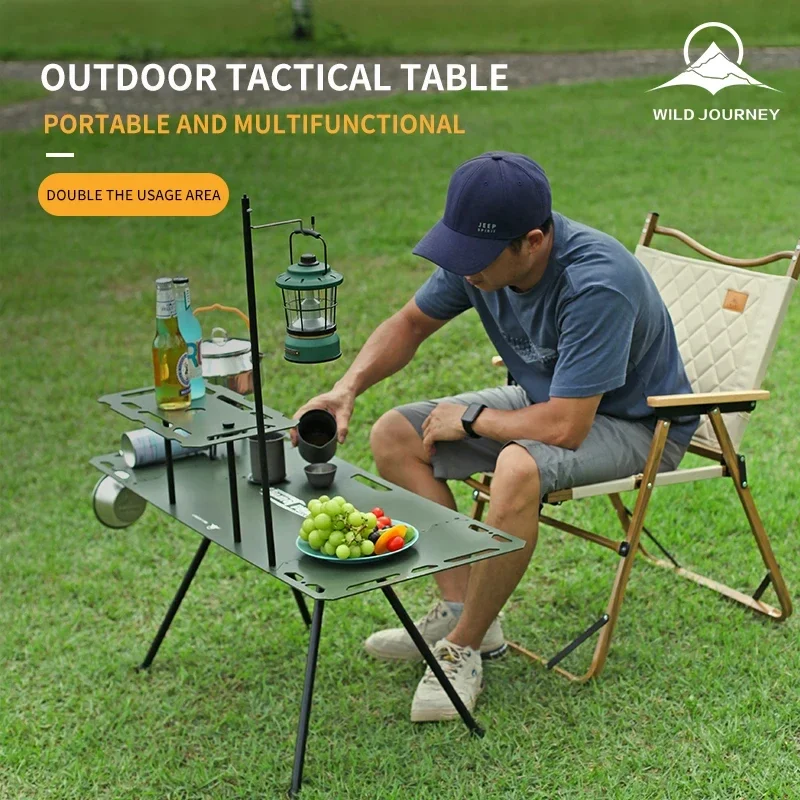 Outdoor Tactical Table Camping Multifunctional Folding Table Portable Military Style Aluminum Alloy Table WILD JOURNEY