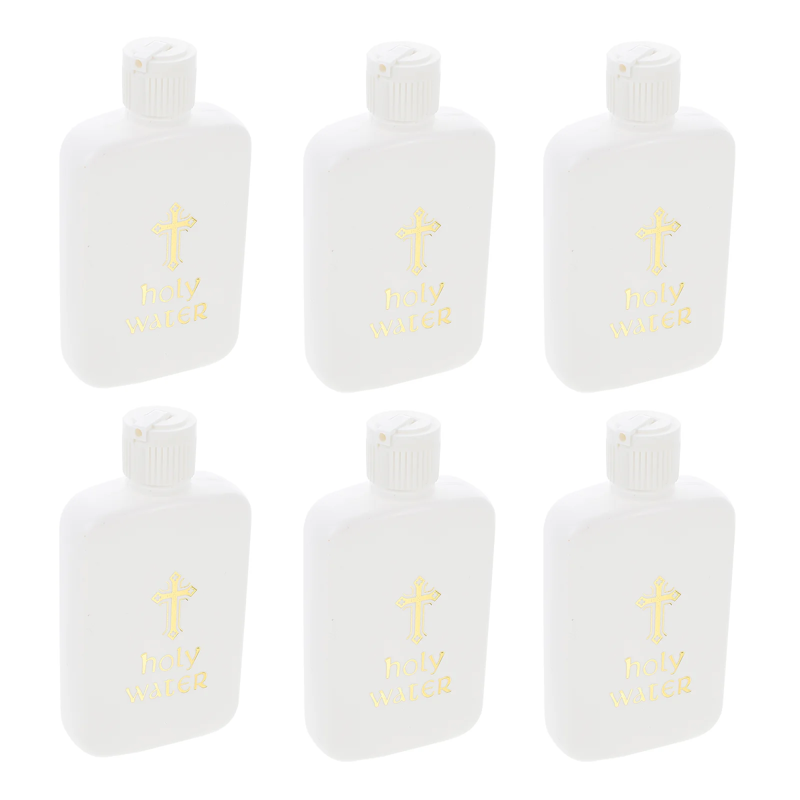 6 Pcs Holy Water Bottle Exorcism Bottles Plastic Container Refillable Church Decorative Accessories Bride Gold Cross