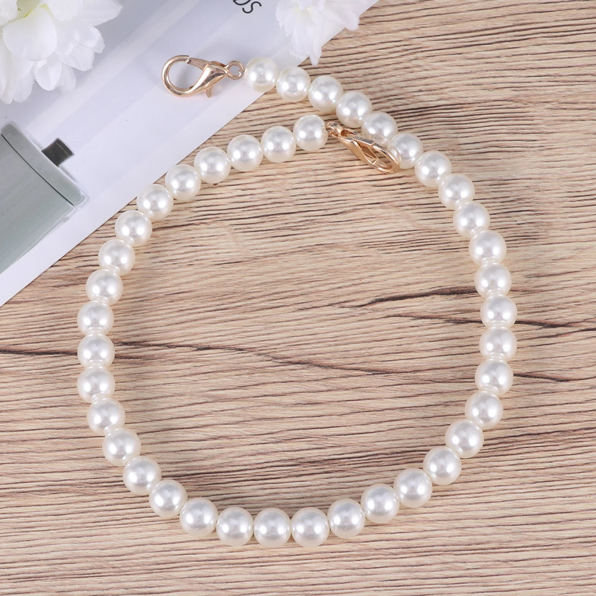 2Pcs Handbag Chain for Women Pearl Style Luxury Replacement Strap 40Cm Golden Lobster Clasp Bag Accessories Shoulder Decor Chain