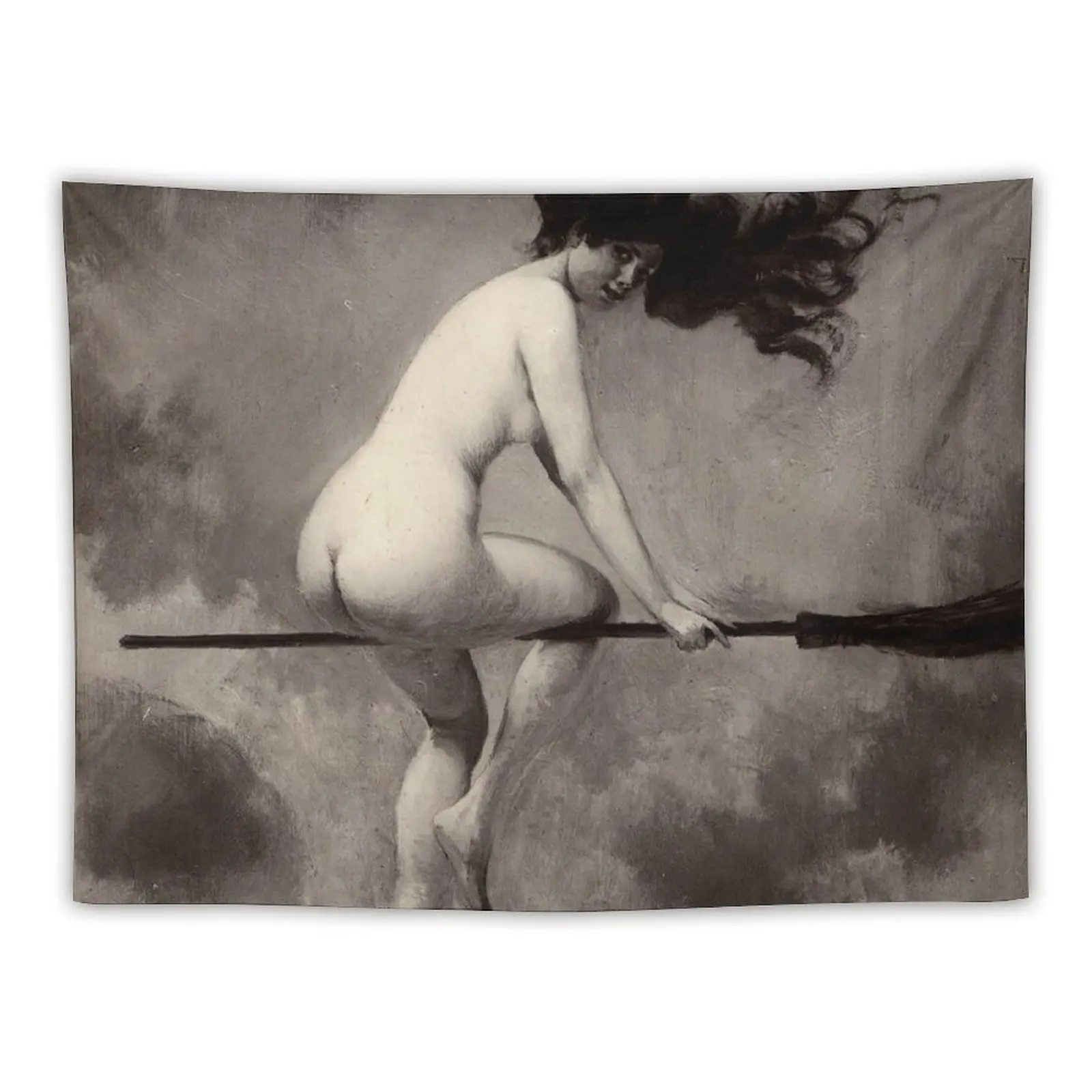 Witch On Broom by Albert Joseph Pénot Tapestry Cute Decor Room Decor For Girls Aesthetics For Room Home Decor Aesthetic Tapestry