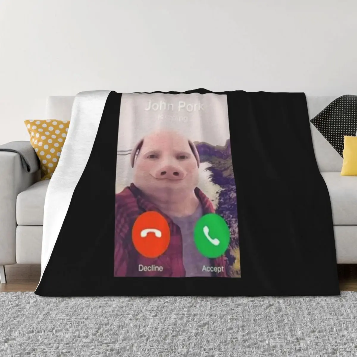 

John Pork Is Calling Meme Throw Blanket Decorative Sofas Summer Plaid Personalized Gift Blankets