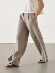 Women High Waist Draped Suit Pants Female 2024 Spring and Autumn Straight Dragging Wide-legged Trousers Casual Pant