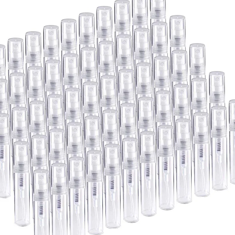 

50 шт. 2 мл/3 мл/4 мл/5 мл мини-спрей пустые флаконы распылитель для духов пластиковые многоразовые бутылки распылитель переносные дорожные аксессуары