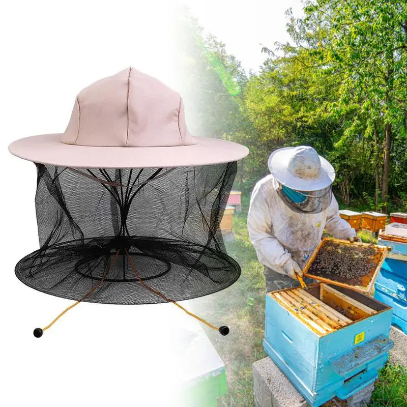 Bee Keeping Professional Beekeepers Hat With Wide Brim Face Thickening Sunscreen Half-Length Professional Bee Keeping Supplies