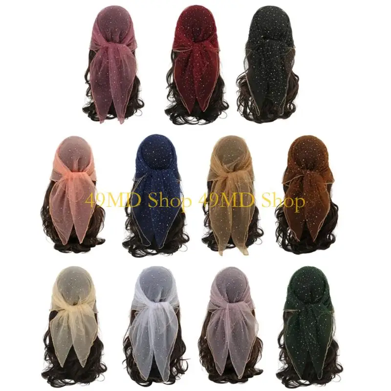 

49MD головной убор с блестящими камнями, универсальный модный шарф, регулируемый дизайн для повседневного торжественного