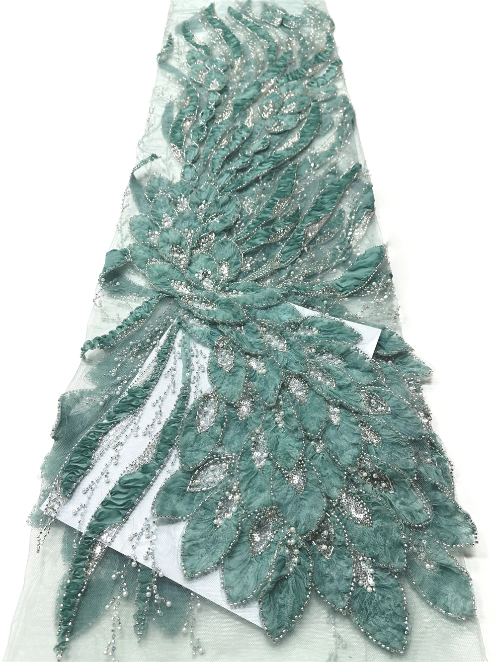 

5 ярдов африканской тяжелой кружевной ткани с бисером, нигерийская вышитая ткань с пайетками для жениха, для свадебных и праздничных платьев, высокое качество