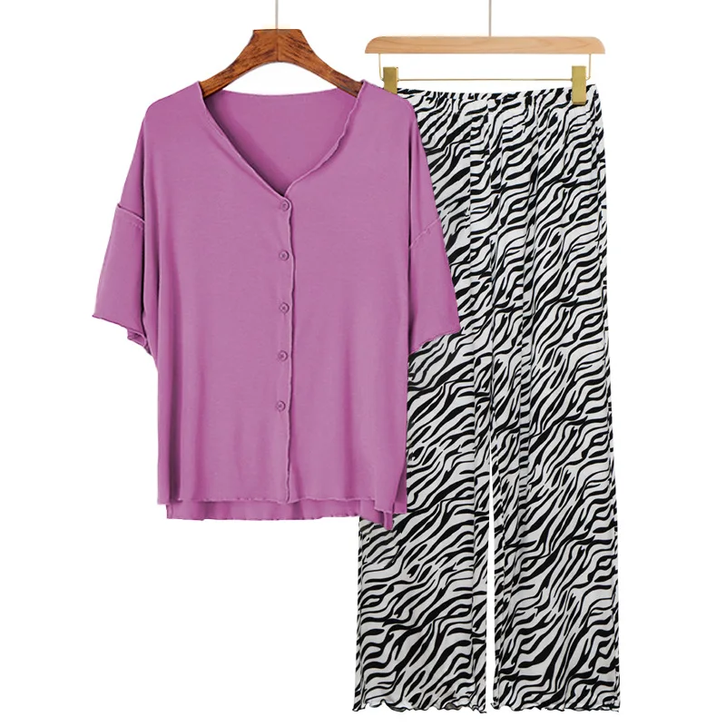 European Long Sleeve Trousers Sets 2026 New Loungewear Women's Sleepwear Two-piece Pajamas Home Suit For Women Modal Nightwear 5