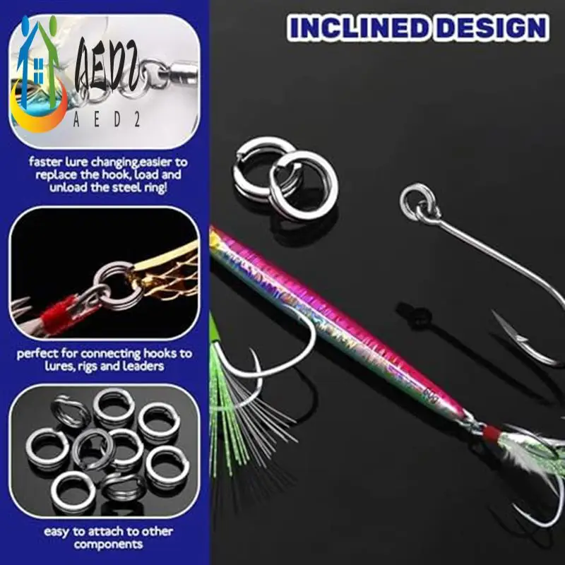 

AED2-500Pcs Stainless Steel Fishing Split Rings,Heavy Duty Fishing Lure Connector Flat Split Ring