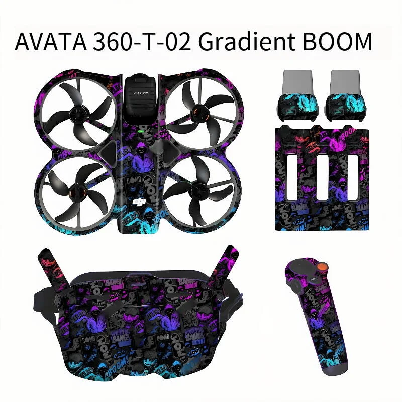 For DJI Avata 360 Drone Body Hand Controller Glasses N3 Manager Personalized Scratch Resistant Four Piece Set Sticker Accessory