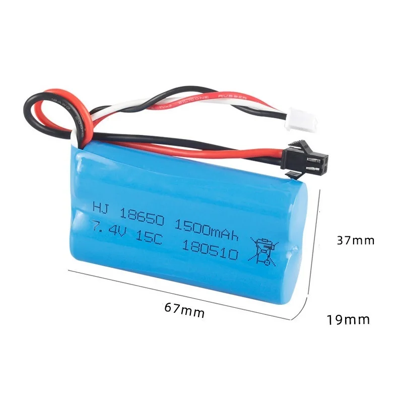 SM 7.4V 3000mAh 18650 Li-ion Battery for WPL MN99S D90 U12A S033g Q1 H101 Parts 7.4V Battery Rc Boats Cars Tanks Drones Parts