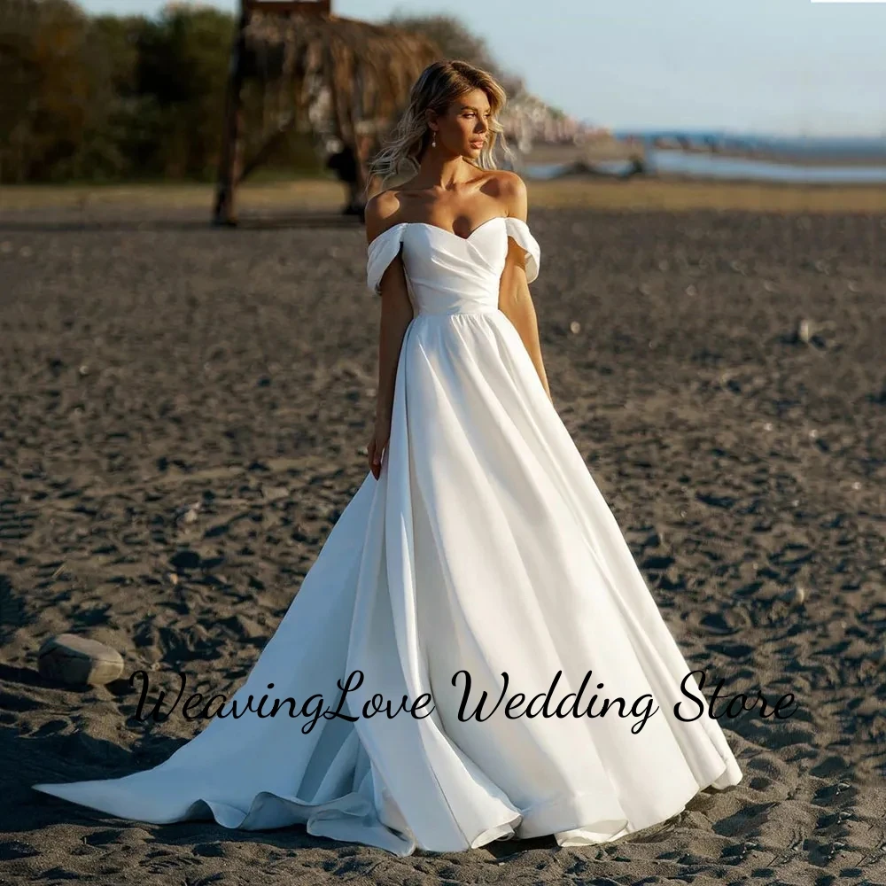 Modern Simple Off The Shoulder Beach Wedding Dress For Women  Sexy  A-Line Floor Length Vestidos De Gala Robe De Mariée 2024