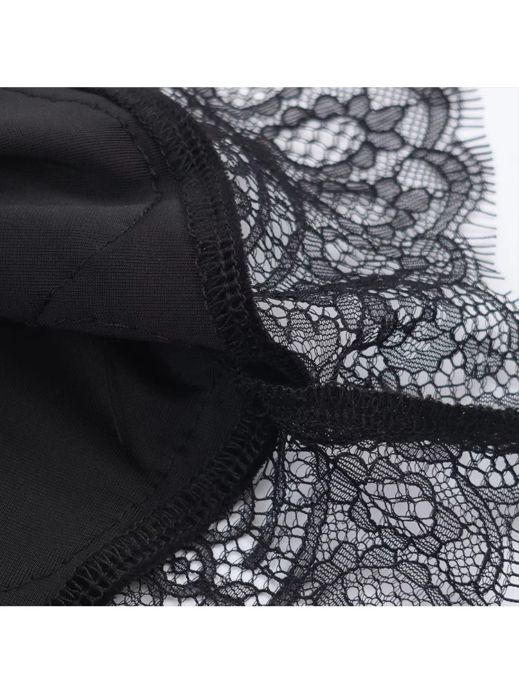 فستان سهرة نسائي أنيق من الدانتيل المخملي مثير بحمالات بدون ظهر فستان غير منتظم نحيف 2026 موضة جديدة للسيدات فستان الحفلات والنوادي #4