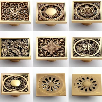 Antique Brass Square Floor Drain 1