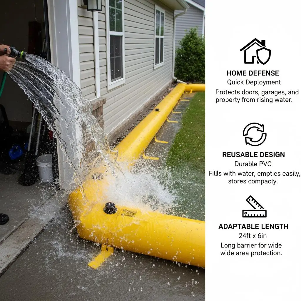 Kép 5: Anti-flood Fakorlát 7m X 25cm X 15cm pvc vize fillable anti-flood Olvasottság, újrafelhasználható vize Fakorlát digue Fióküzlet