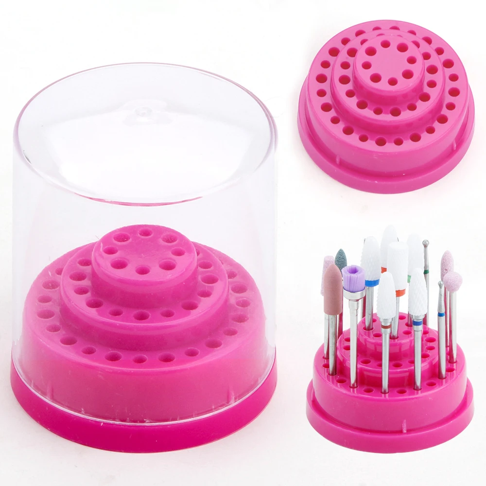 

48 Holes Nail Drill Bits Holder Empty Storage Box Manicure Organizer Milling Machine Drill Container Cuticle Nail Accessories