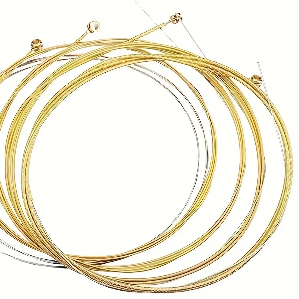 Brass Acoustic Guitar Strings – Folk Guitar String Set, Brass Wound Strings for Acoustic Guitar Parts & Accessories