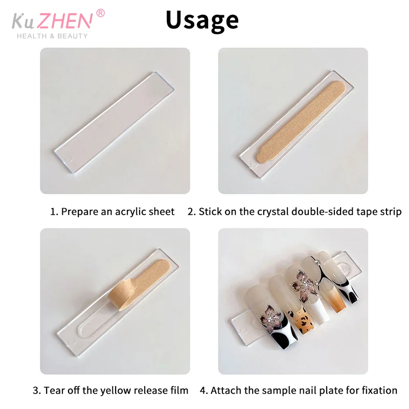 60/66 sztuk przezroczysta podwójna taśma klejąca sztuczne paznokcie stojak na klej naklejki akrylowe praktyka pokazująca pasek narzędzia do paznokci