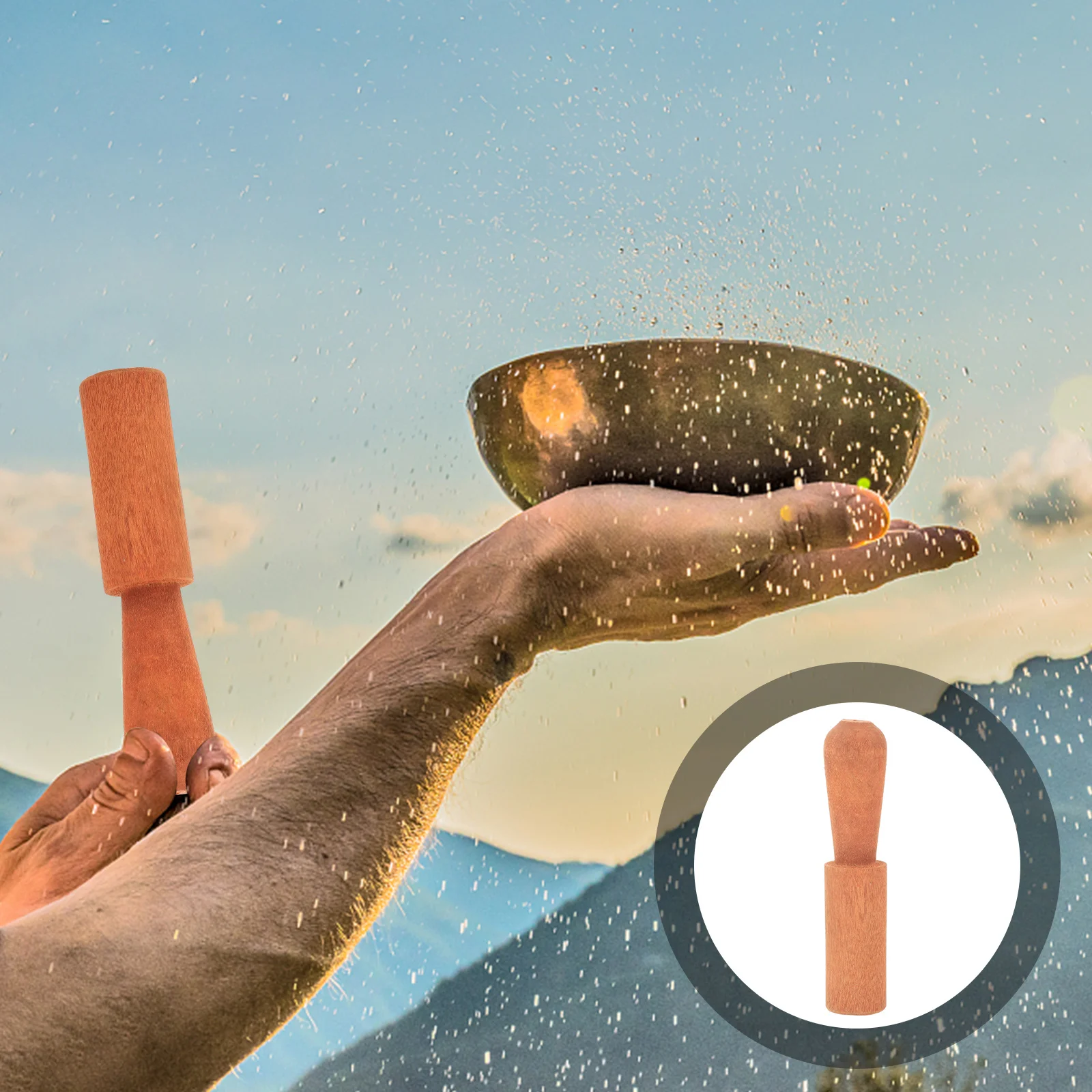 2 pçs tigela de canto mallet de madeira striker sólido pêssego vara de madeira para meditação yoga tibetano som tigela ferramenta de cura
