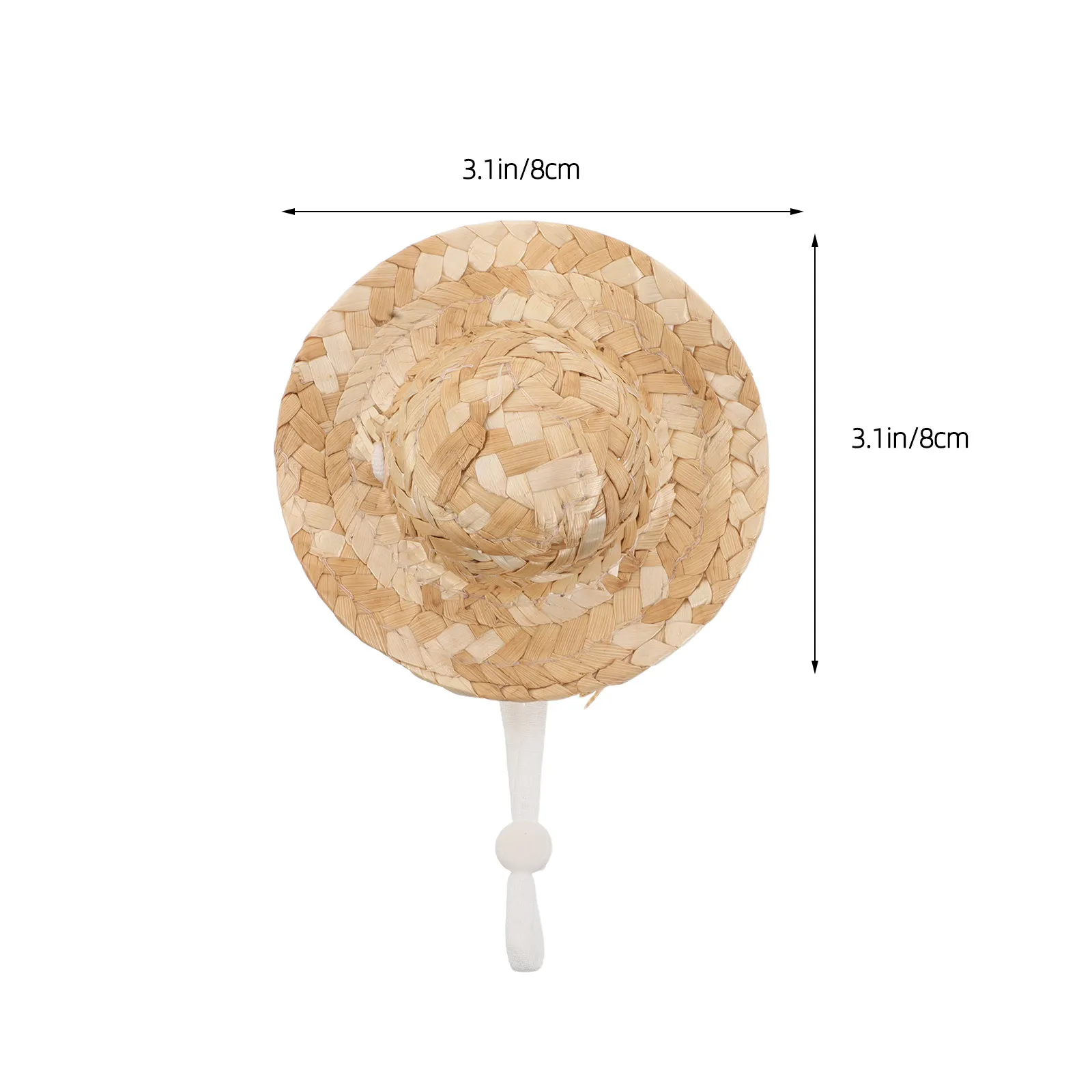 10Pcs Mini Straw Hats Handwoven Caps 8cm Diameter Tiny Dollhouse Woven Sombrero Hats DIY Craft Decorations Small Straw Hat