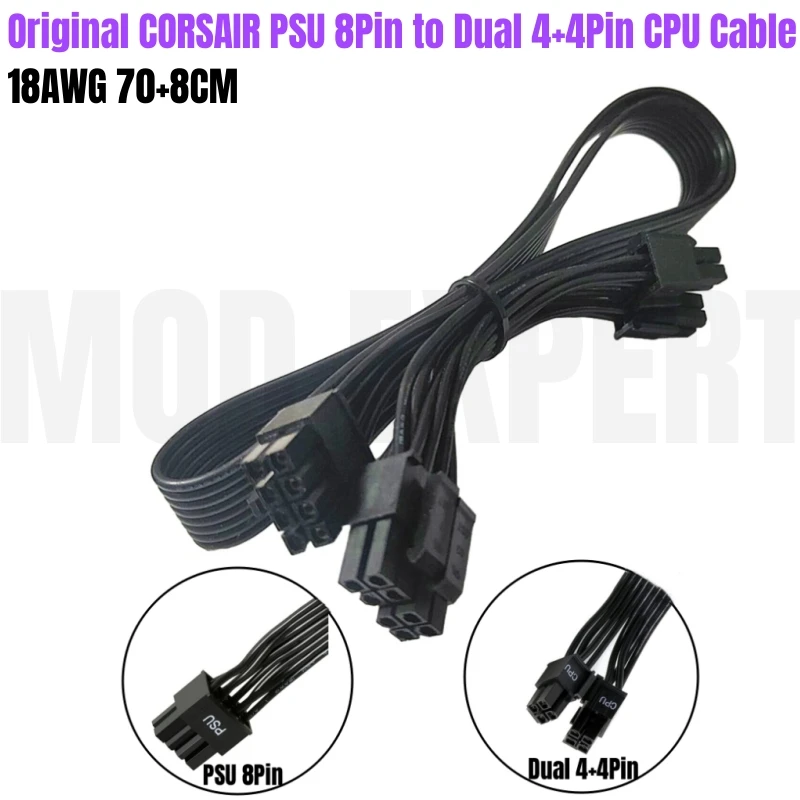 

Original CORSAIR PSU 8Pin to Dual 8Pin 4+4Pin CPU Cable P4 EPS 12V for CX430 CX450 CX500 CX600 CX650 CX750 Modular Power Supply